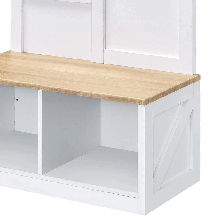 Melati Light Oak & White Finish Hall Tree Default -DTYStore