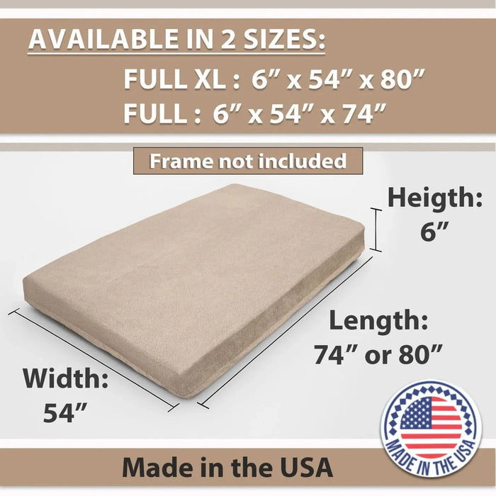 Memory Foam Infused Futon Mattress Full XL – Washable Removable Cover, Heavy-Duty Zipper, Thick Foldable Sofa Bed Cushion for Guest Room, Apartment, Dorm (Frame NOT Included) Default -DTYStore