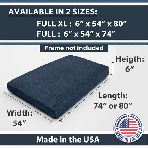 Memory Foam Infused Futon Mattress Full XL – Washable Removable Cover, Heavy-Duty Zipper, Thick Foldable Sofa Bed Cushion for Guest Room, Apartment, Dorm (Frame NOT Included) Default -DTYStore