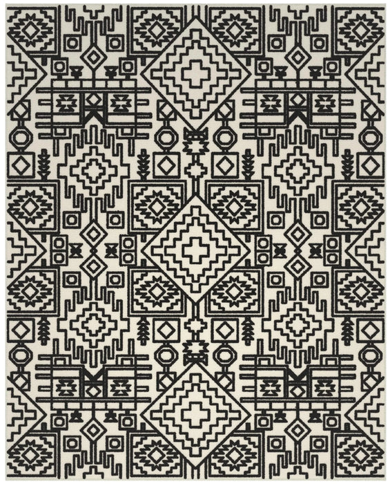 Mercana Ivory and Black Chenille High-Low Area Rug 5x8 Default -DTYStore