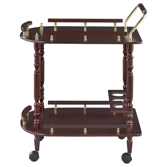 Merlot and Brass 2-shelf Serving Cart Default -DTYStore