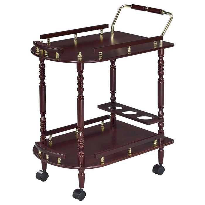 Merlot and Brass 2-shelf Serving Cart Default -DTYStore