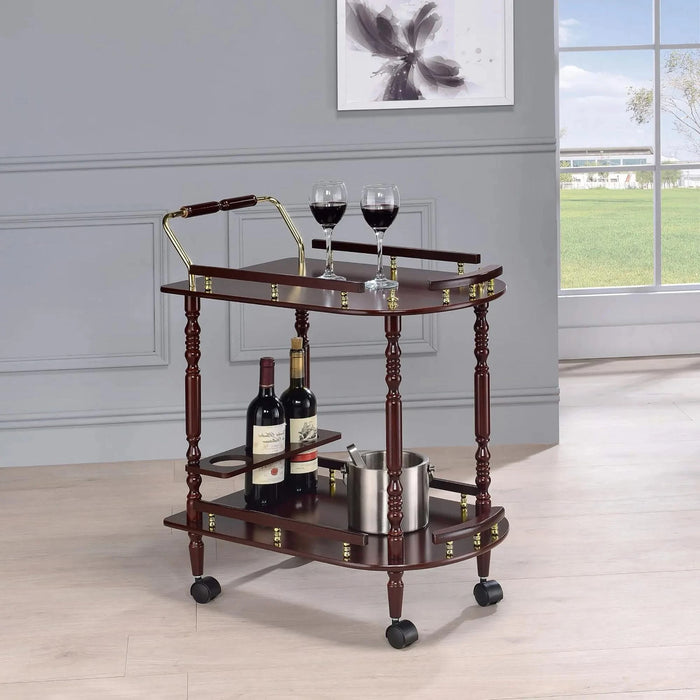 Merlot and Brass 2-shelf Serving Cart Default -DTYStore