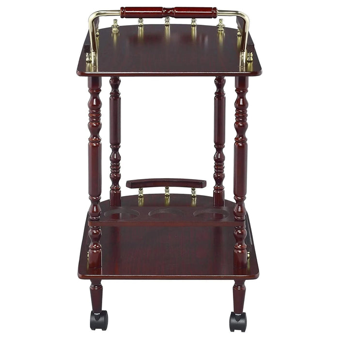 Merlot and Brass 2-shelf Serving Cart Default -DTYStore