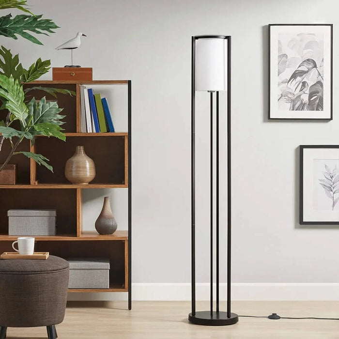 Metal Floor Lamp with Glass Cylinder Shade Default -DTYStore