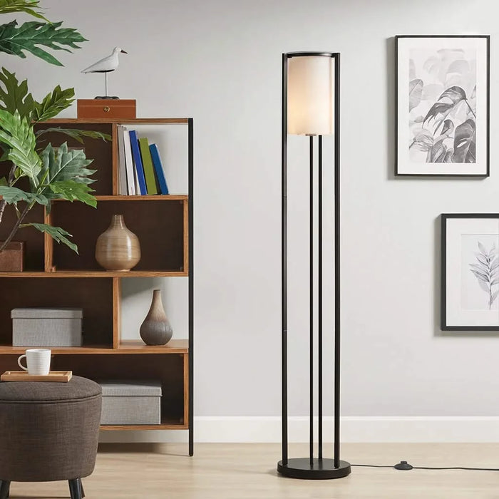 Metal Floor Lamp with Glass Cylinder Shade Default -DTYStore