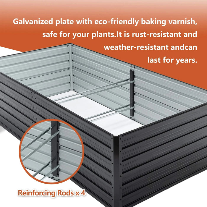 Metal Raised Garden Bed Outdoor 7.2x3.6x2 FT Galvanized Raised Garden Bed Kit,Vegetable Boxes-Rectangle Metal Flower Box,Large Planter Raised Beds Outdoor Garden for Planting,Fruit,Herb-Black Default -DTYStore
