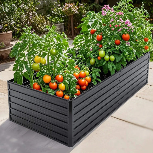 Metal Raised Garden Bed Outdoor 7.2x3.6x2 FT Galvanized Raised Garden Bed Kit,Vegetable Boxes-Rectangle Metal Flower Box,Large Planter Raised Beds Outdoor Garden for Planting,Fruit,Herb-Black Default -DTYStore