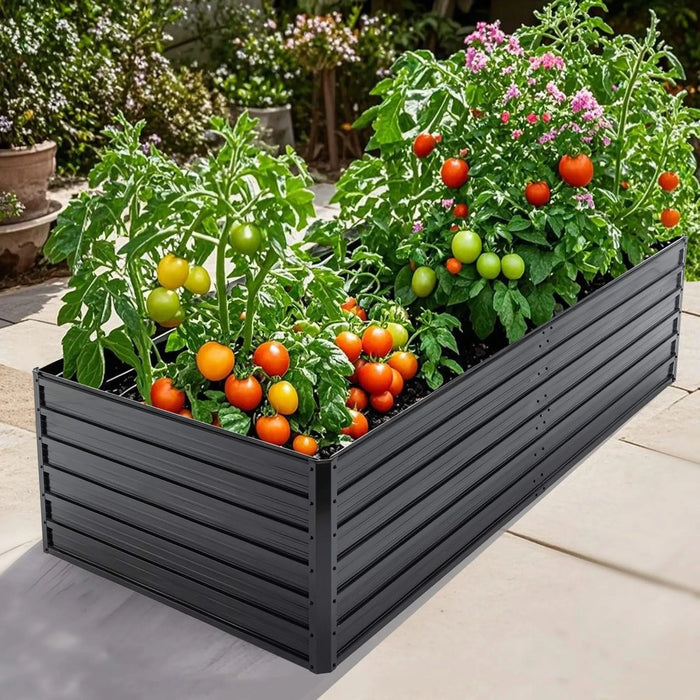 Metal Raised Garden Bed Outdoor 7.2x3.6x2 FT Galvanized Raised Garden Bed Kit,Vegetable Boxes-Rectangle Metal Flower Box,Large Planter Raised Beds Outdoor Garden for Planting,Fruit,Herb-Black Default -DTYStore