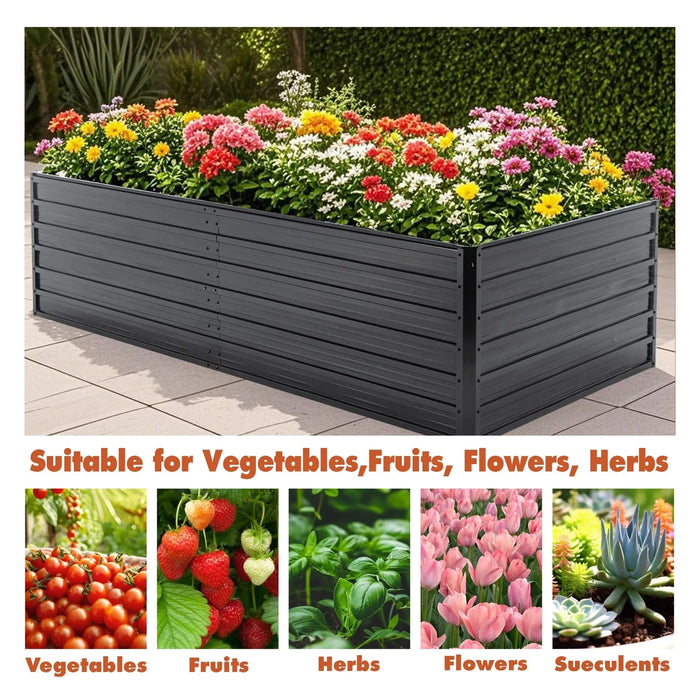 Metal Raised Garden Bed Outdoor 7.2x3.6x2 FT Galvanized Raised Garden Bed Kit,Vegetable Boxes-Rectangle Metal Flower Box,Large Planter Raised Beds Outdoor Garden for Planting,Fruit,Herb-Black Default -DTYStore