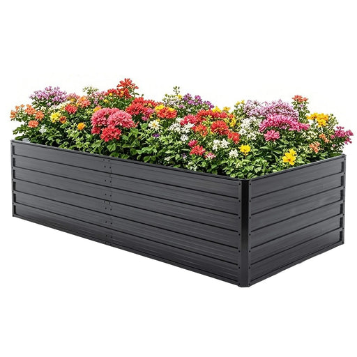 Metal Raised Garden Bed Outdoor 7.2x3.6x2 FT Galvanized Raised Garden Bed Kit,Vegetable Boxes-Rectangle Metal Flower Box,Large Planter Raised Beds Outdoor Garden for Planting,Fruit,Herb-Black Default -DTYStore