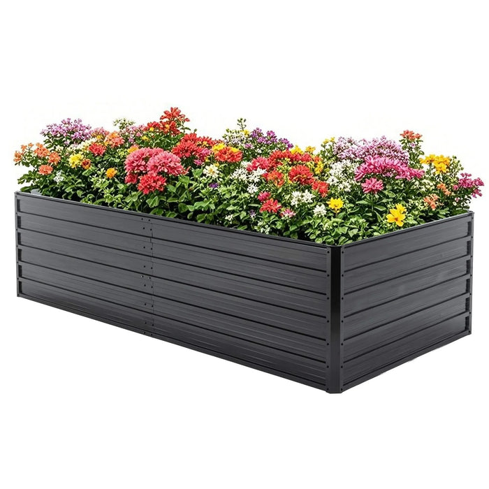 Metal Raised Garden Bed Outdoor 7.2x3.6x2 FT Galvanized Raised Garden Bed Kit,Vegetable Boxes-Rectangle Metal Flower Box,Large Planter Raised Beds Outdoor Garden for Planting,Fruit,Herb-Black Default -DTYStore
