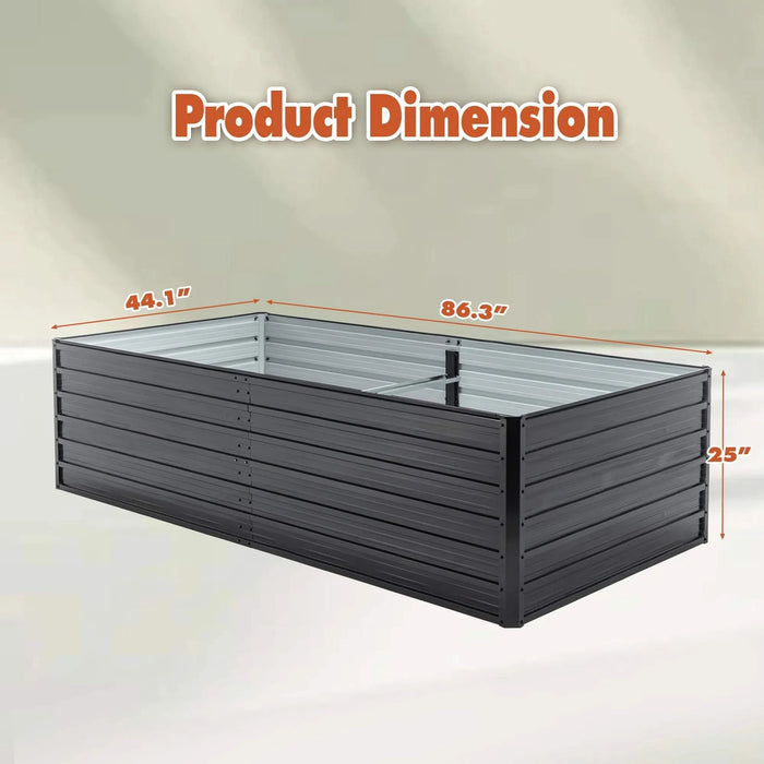Metal Raised Garden Bed Outdoor 7.2x3.6x2 FT Galvanized Raised Garden Bed Kit,Vegetable Boxes-Rectangle Metal Flower Box,Large Planter Raised Beds Outdoor Garden for Planting,Fruit,Herb-Black Default -DTYStore