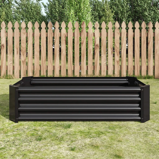 Metal Raised Garden Bed, Rectangle Raised Planter 4×2×1ft for Flowers Plants, Vegetables Herb Black Default -DTYStore
