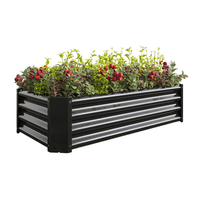 Metal Raised Garden Bed, Rectangle Raised Planter 4×2×1ft for Flowers Plants, Vegetables Herb Black Default -DTYStore