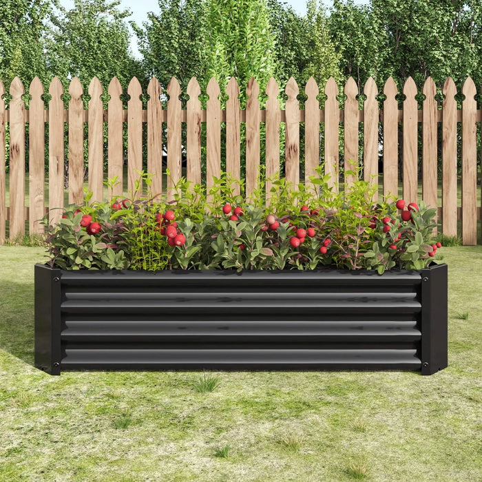 Metal Raised Garden Bed, Rectangle Raised Planter 4×2×1ft for Flowers Plants, Vegetables Herb Black Default -DTYStore