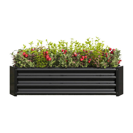 Metal Raised Garden Bed, Rectangle Raised Planter 4×2×1ft for Flowers Plants, Vegetables Herb Black Default -DTYStore