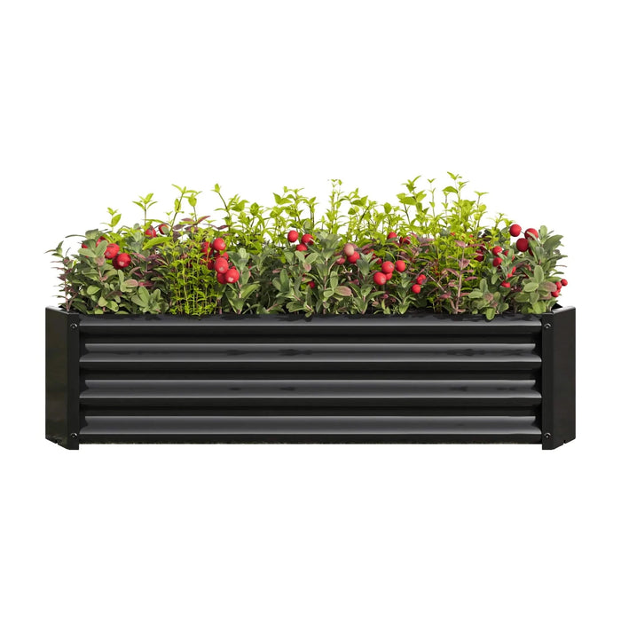 Metal Raised Garden Bed, Rectangle Raised Planter 4×2×1ft for Flowers Plants, Vegetables Herb Black Default -DTYStore