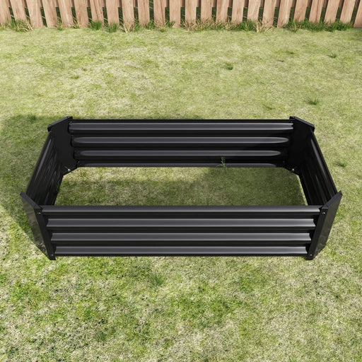 Metal Raised Garden Bed, Rectangle Raised Planter 4×2×1ft for Flowers Plants, Vegetables Herb Black Default -DTYStore