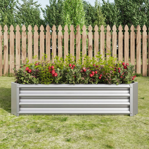 Metal Raised Garden Bed, Rectangle Raised Planter 4×2×1ft for Flowers Plants, Vegetables Herb Silver Default -DTYStore