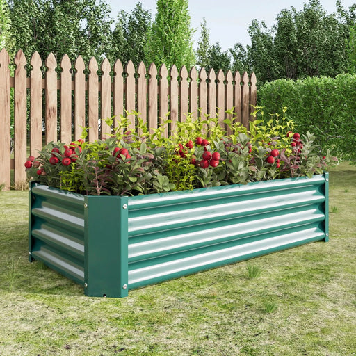 Metal Raised Garden Bed, Rectangle Raised Planter 4×2×1ft for Flowers Plants, Vegetables Herb Veezyo Green Default -DTYStore