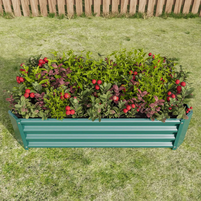 Metal Raised Garden Bed, Rectangle Raised Planter 4×2×1ft for Flowers Plants, Vegetables Herb Veezyo Green Default -DTYStore