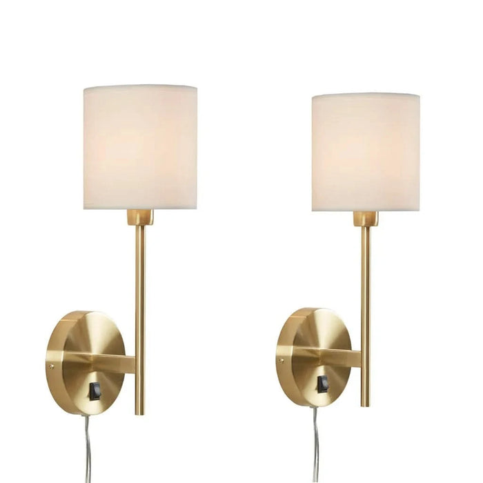 Metal Wall Sconce with Cylinder Shade, Set of 2 Default -DTYStore