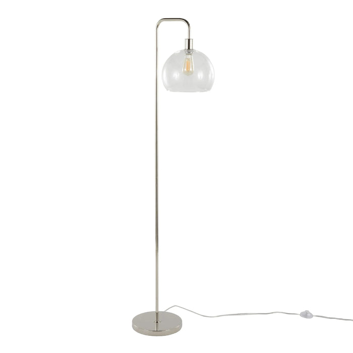 Metro 61' Contemporary Metal Floor Lamp in Polished Nickel with Clear Seeded Glass Shade from Grandview Gallery by LumiSource Default -DTYStore