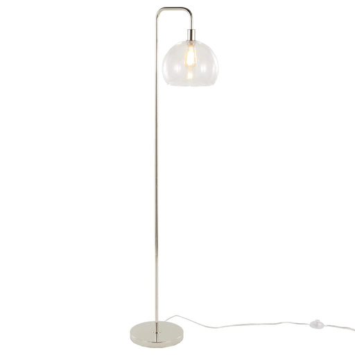 Metro 61' Contemporary Metal Floor Lamp in Polished Nickel with Clear Seeded Glass Shade from Grandview Gallery by LumiSource Default -DTYStore