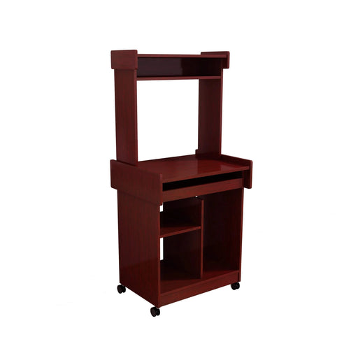 Microwave Cart Coffee Station Computer Cart on locking castors hutch gliding shelf Mahogany color Default -DTYStore