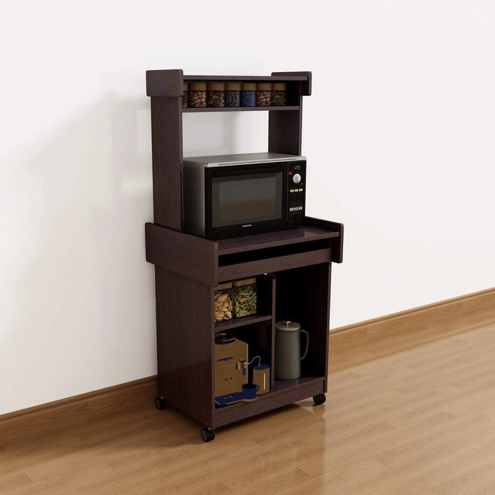 Microwave Cart Coffee Station Computer Cart on locking castors hutch gliding shelf Default -DTYStore