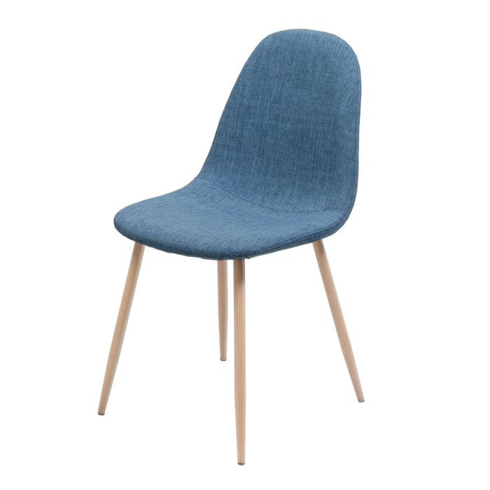 Mid-Century Dining Chair Fabric Upholstered Chair with Light Walnut Finished Metal Legs, Muted Blue Default -DTYStore