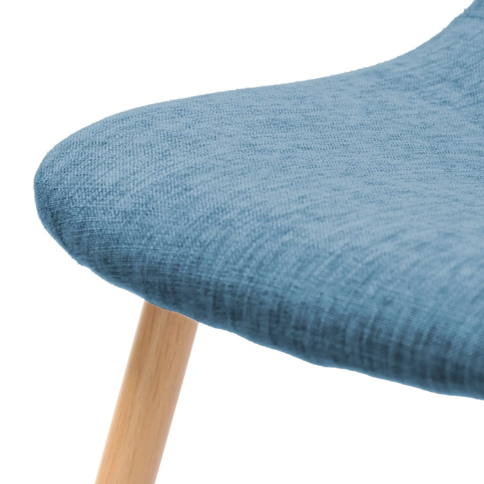 Mid-Century Dining Chair Fabric Upholstered Chair with Light Walnut Finished Metal Legs, Muted Blue Default -DTYStore