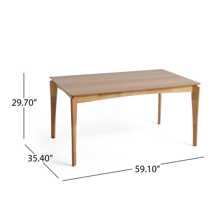 Mid-Century Dining Table, Rubberwood with Walnut Veneer, Natural Oak Finish, Default -DTYStore