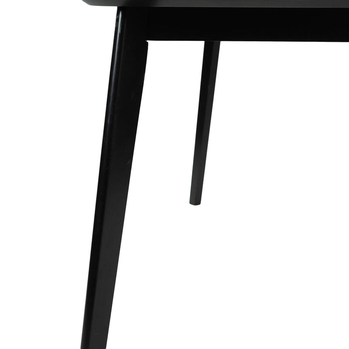Mid-Century Dining Table with Rubberwood Legs and Faux Wood Tabletop in Black Default -DTYStore