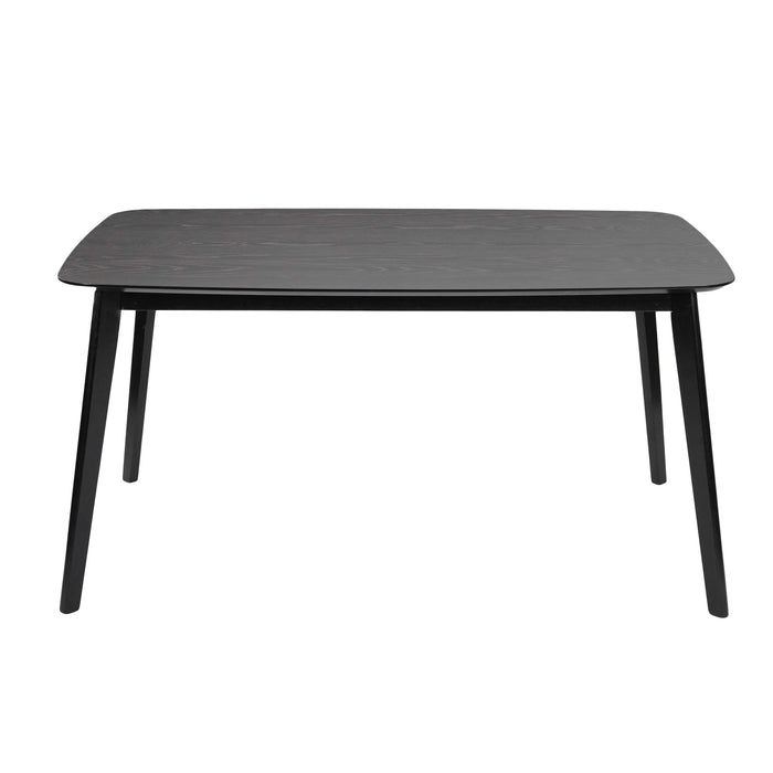 Mid-Century Dining Table with Rubberwood Legs and Faux Wood Tabletop in Black Default -DTYStore