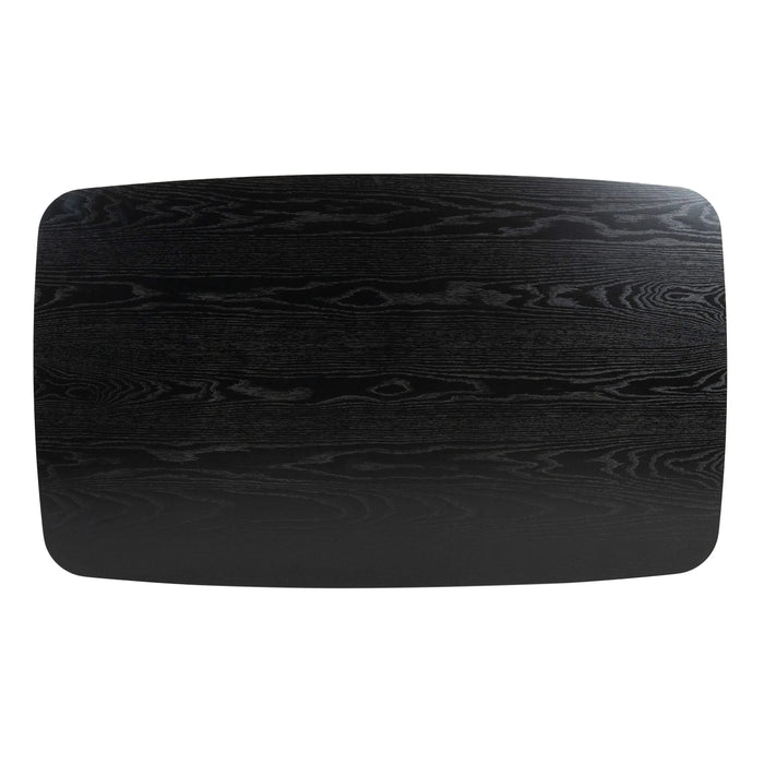 Mid-Century Dining Table with Rubberwood Legs and Faux Wood Tabletop in Black Default -DTYStore