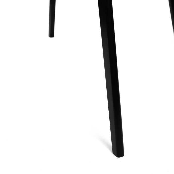 Mid-Century Dining Table with Rubberwood Legs and Faux Wood Tabletop in Black Default -DTYStore