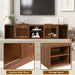 Mid-Century Modern 2 in 1 Cat Furniture, Cat House Litter Box Enclosure Walnut TV Stand With Extendable table, Sliding door. Wood TV Cabinet with Storage - DTY Store