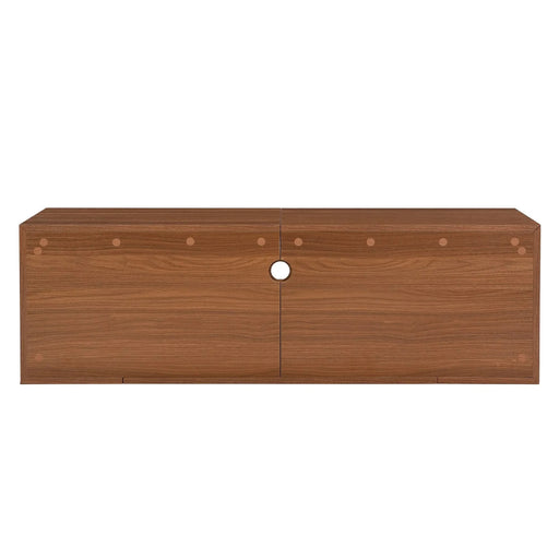 Mid-Century Modern 2 in 1 Cat Furniture, Cat House Litter Box Enclosure Walnut TV Stand With Extendable table, Sliding door. Wood TV Cabinet with Storage Default -DTYStore