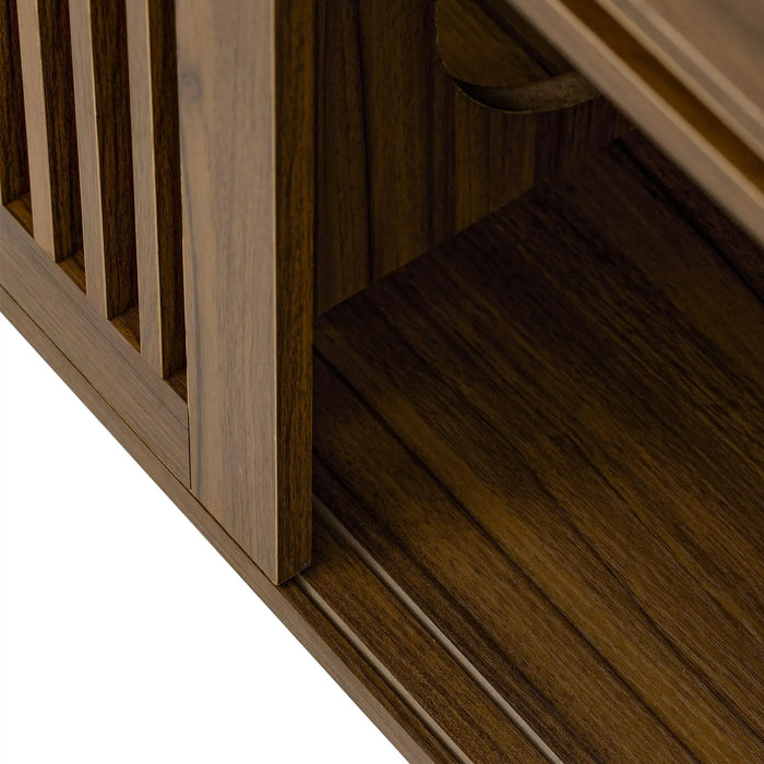 Mid-Century Modern 2 in 1 Cat Furniture Walnut TV Stand With Extendable table, Litter Box Enclosure with Cat Scratcher Default -DTYStore