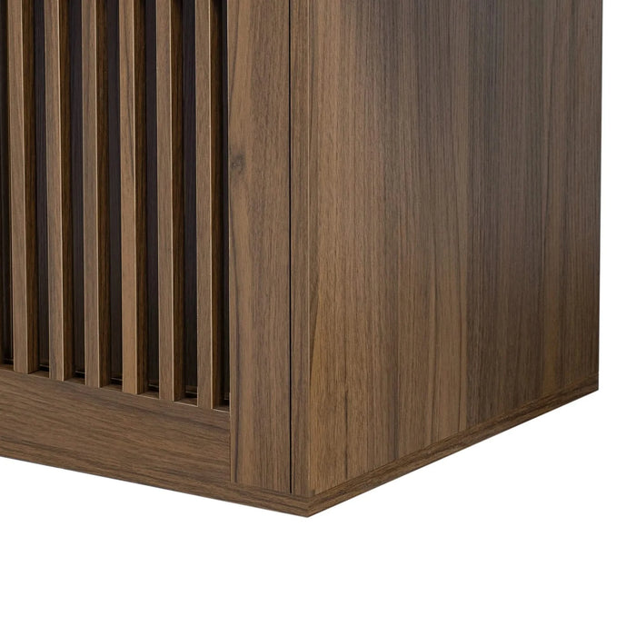 Mid-Century Modern 2 in 1 Cat Furniture Walnut TV Stand With Extendable table, Litter Box Enclosure with Cat Scratcher Default -DTYStore