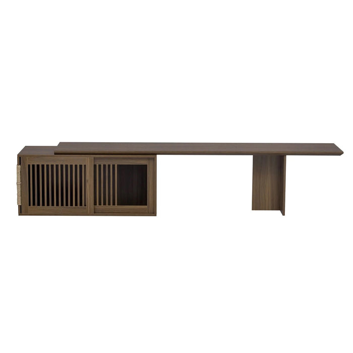 Mid-Century Modern 2 in 1 Cat Furniture Walnut TV Stand With Extendable table,  Litter Box Enclosure with Cat Scratcher - DTY Store