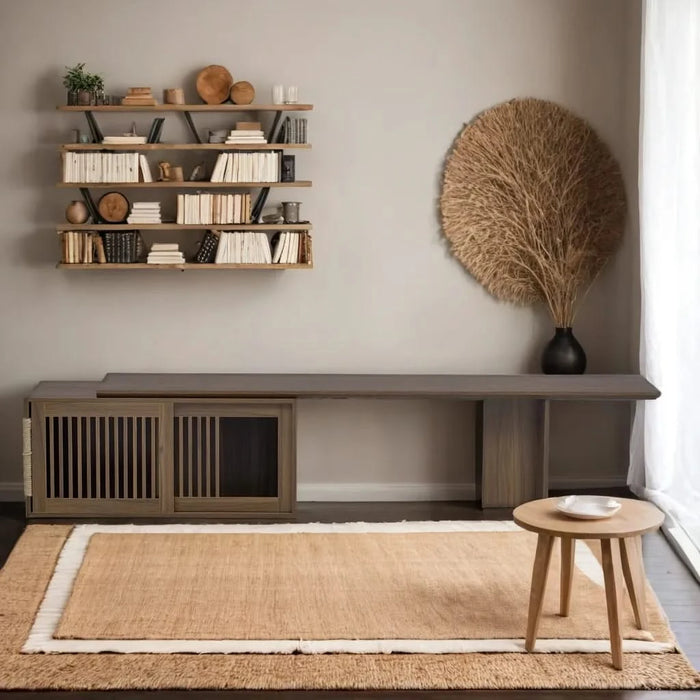 Mid-Century Modern 2 in 1 Cat Furniture Walnut TV Stand With Extendable table, Litter Box Enclosure with Cat Scratcher Default -DTYStore