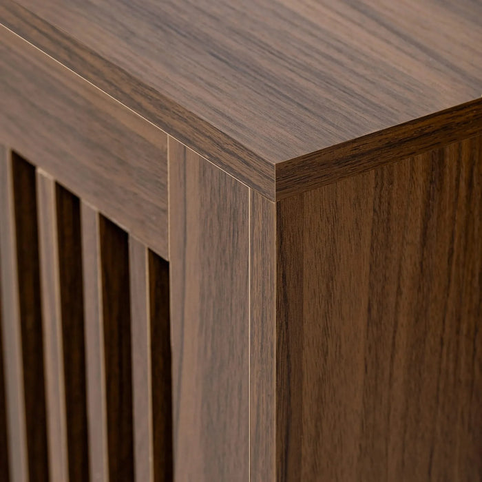 Mid-Century Modern 2 in 1 Cat Furniture Walnut TV Stand With Extendable table, Litter Box Enclosure with Cat Scratcher Default -DTYStore