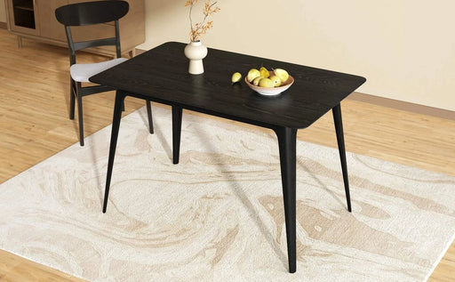 Mid-Century Modern 5-Piece Dining Set, Rubberwood Frame, One Table and 4 Upholstered Chairs, Black +Light Gray Default -DTYStore