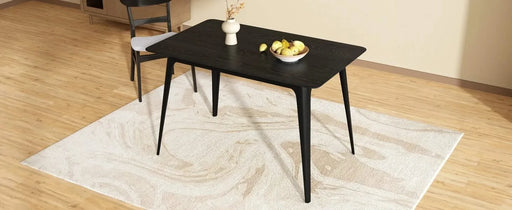 Mid-Century Modern 5-Piece Dining Set, Rubberwood Frame, One Table and 4 Upholstered Chairs, Black +Light Gray Default -DTYStore