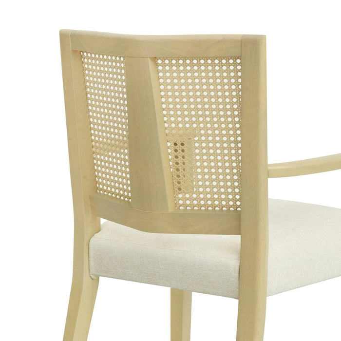 Mid-Century Modern ARM Dining Chair Set of 2 with Rattan Backrest Default -DTYStore