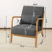 Mid-Century Modern Accent Leisure Chair with Solid Wood Armrest and Feet, Dark Grey Linen, 1 Seat Default -DTYStore