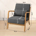Mid-Century Modern Accent Leisure Chair with Solid Wood Armrest and Feet, Dark Grey Linen, 1 Seat Default -DTYStore